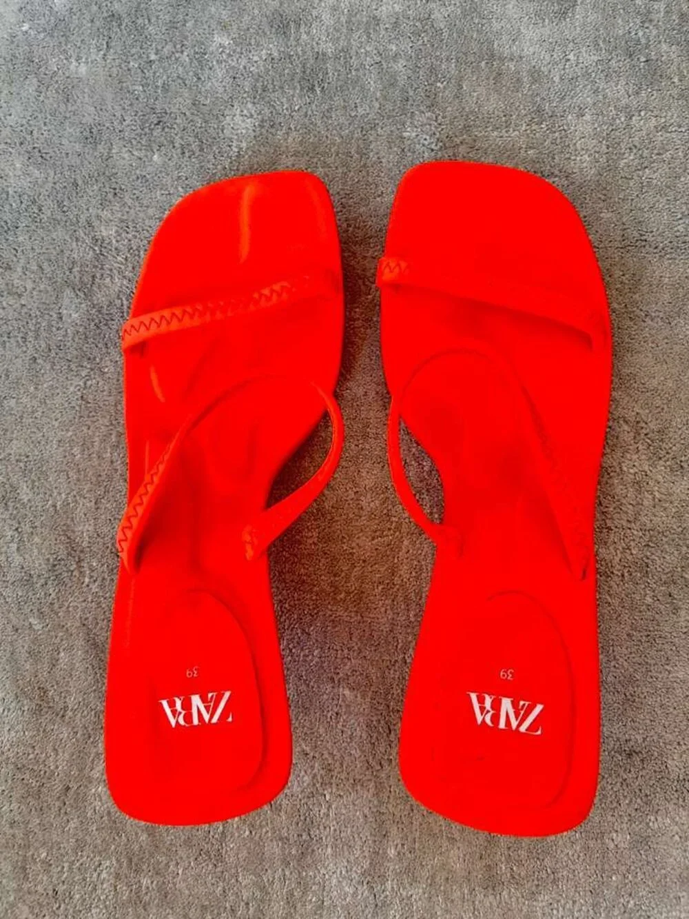 Bright Orange Kitten Heel Sandals - Picture 3 of 6